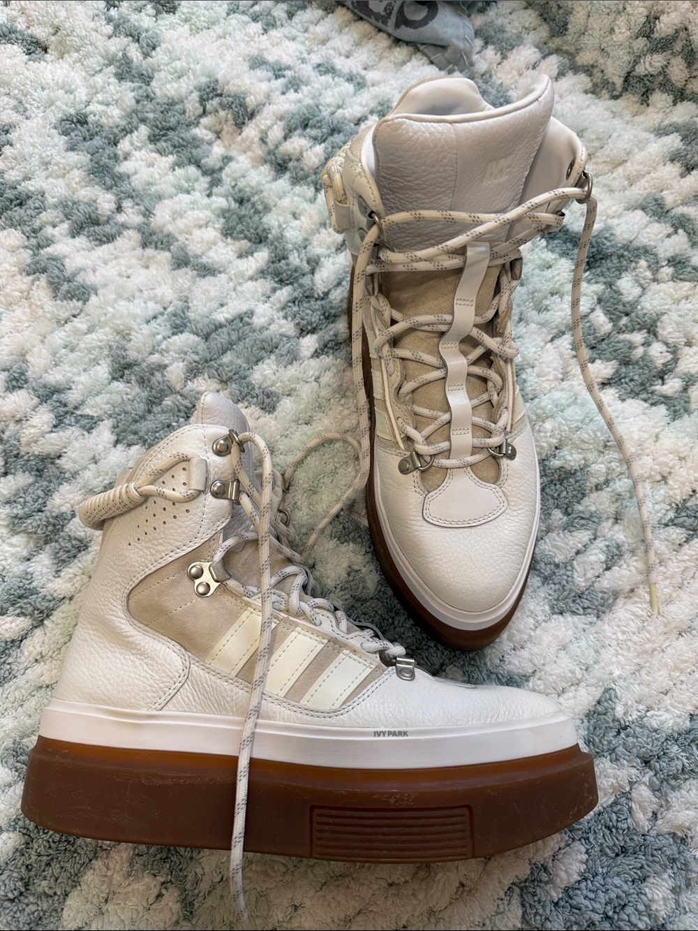 IVY PARK Cream and Gum Lace-Up Platform Boots